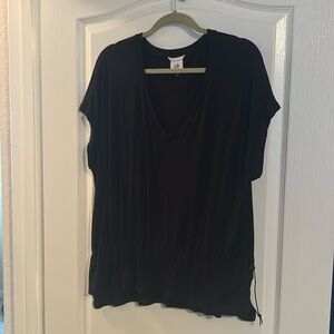 Cabi black tshirt with cinched waist detail. Size L
